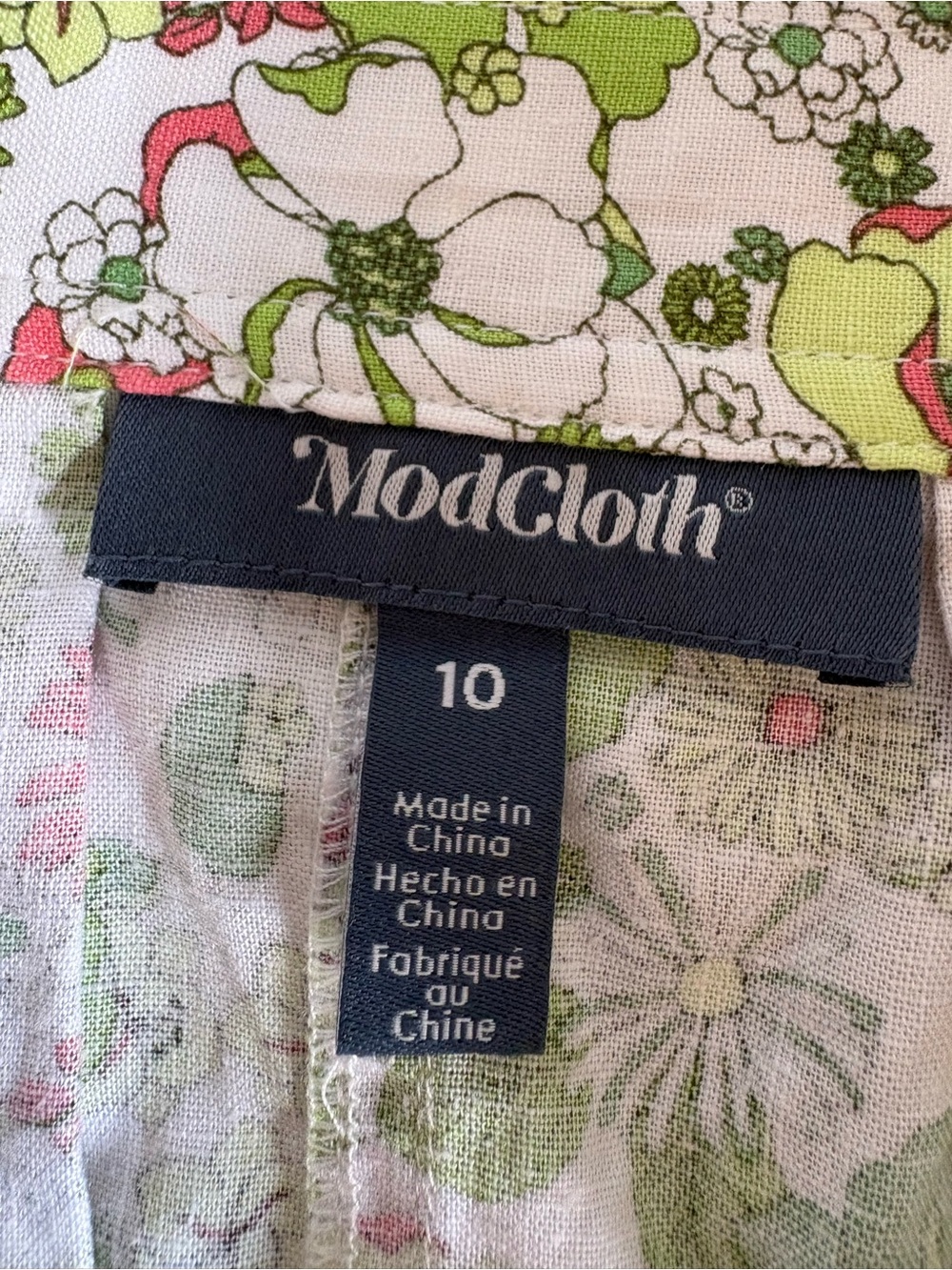 Modcloth Linen Blnd Floral Midi Skirt Size 10 Pink Green A Line Cottagecore - Picture 7 of 8